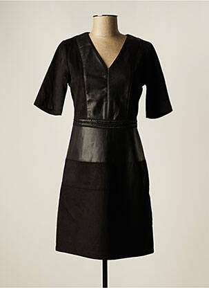 Robe courte fermeture zippée au dos manches courtes noir JULIE GUERLANDE femme
