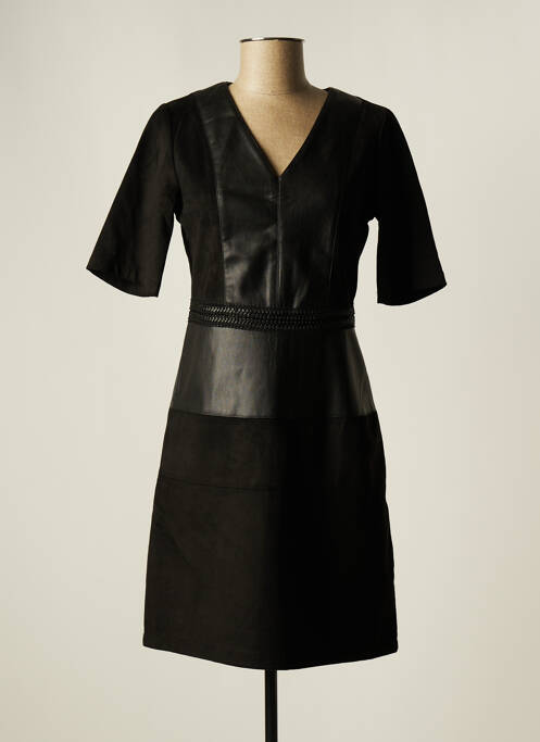 Robe courte fermeture zippée au dos manches courtes noir JULIE GUERLANDE femme