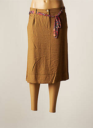 Jupe mi-longue coupe droite marron CHRISTINE LAURE femme