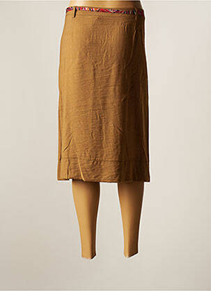 Jupe mi-longue coupe droite marron CHRISTINE LAURE femme
