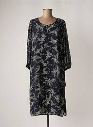Robe mi-longue coupe fluide manches longues bleu SIGNATURE femme