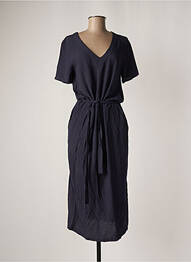 Robe mi-longue coupe fluide manches courtes bleu ÉTYMOLOGIE femme