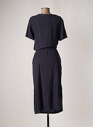Robe mi-longue coupe fluide manches courtes bleu ÉTYMOLOGIE femme