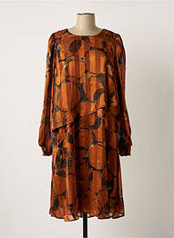 Robe mi-longue coupe fluide manches longues orange SIGNATURE femme