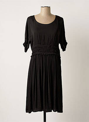 Robe mi-longue coupe fluide manches courtes noir MD'M femme