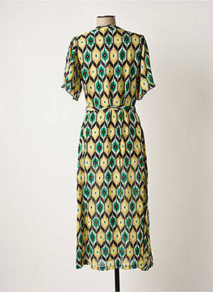 Robe mi-longue imprimé fantaisie manches courtes vert SUMMUM femme
