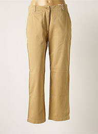 Pantalon chino fermeture zippée sous rabat boutonné taille haute beige LAB DIP PARIS femme