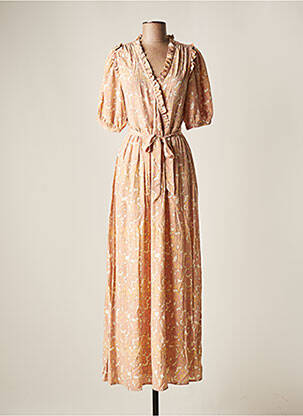Robe longue manches courtes manches courtes rose ATELIER REVE femme