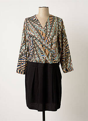 Robe mi-longue manches longues manches longues noir EMA BLUE'S femme
