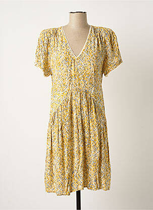Robe mi-longue manches courtes manches courtes jaune ATELIER REVE femme