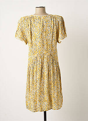 Robe mi-longue manches courtes manches courtes jaune ATELIER REVE femme