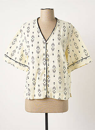 Chemisier manches courtes manches courtes beige FOR EVER femme
