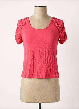 Top tissage jersey manches courtes rose PAUL BRIAL femme