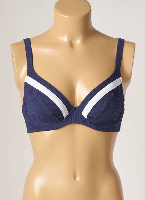 Haut de maillot de bain stretch haut soutien-gorge emboitant bleu LIDEA femme