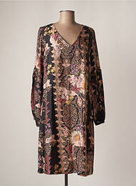 Robe mi-longue imprimé fleurs manches longues noir CREAM femme