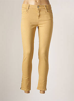 Pantalon slim tissage popeline taille normale jaune CARLA KOPS femme