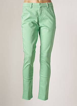 Pantalon chino fermeture zippée sous rabat avec crochet taille normale vert CREAM femme