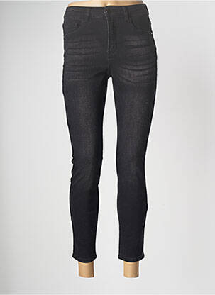 Jeans coupe slim broderie rivets taille normale noir FRANK LYMAN femme