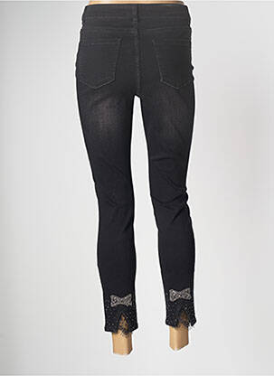 Jeans coupe slim broderie rivets taille normale noir FRANK LYMAN femme