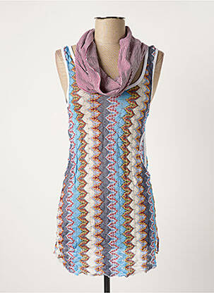 Tunique manches longues col rond bleu D.LINE COLLECTOR femme