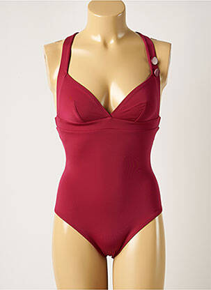 Maillot de bain 1 pièce effet matière satinée haut triangles rose SIMONE PERELE femme