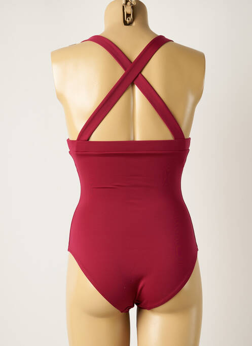 Maillot de bain 1 pièce effet matière satinée haut triangles rose SIMONE PERELE femme