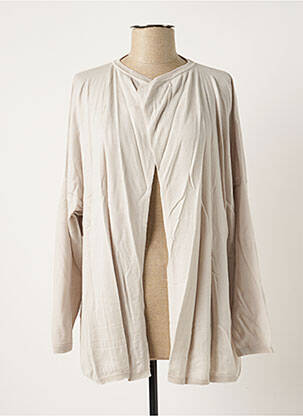Gilet manches longues col rond gris POLES femme