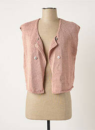 Gilet sans manche maille fine rose POLES femme