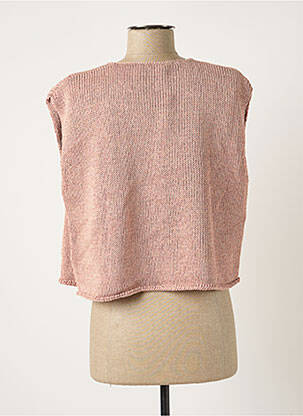 Gilet sans manche maille fine rose POLES femme