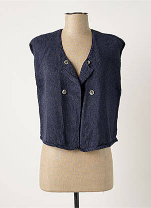 Gilet sans manche coupe droite bleu POLES femme