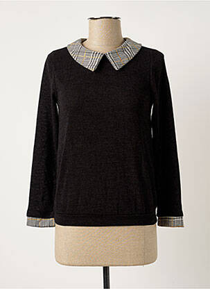 Pull tissage chiné manches longues noir CACHE CACHE femme