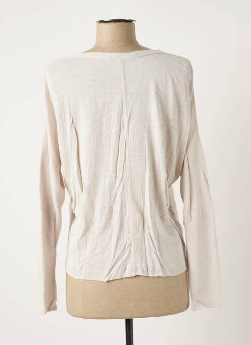 Gilet manches longues beige POLES pour femme