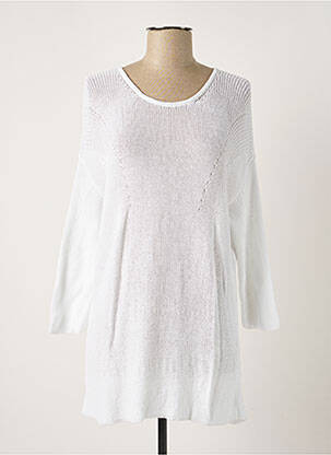 Pull tunique col rond manches longues blanc POLES femme