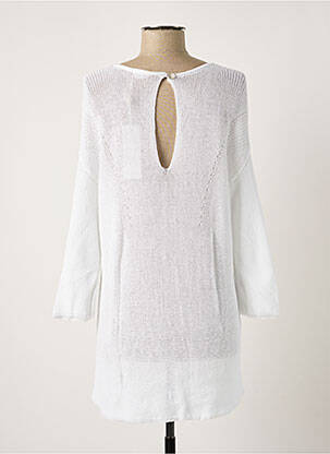 Pull tunique col rond manches longues blanc POLES femme