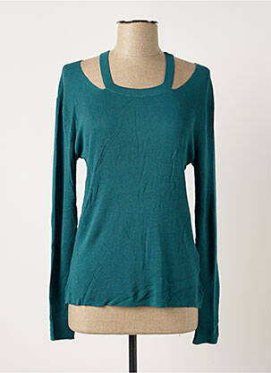 Pull coupe droite manches longues vert POLES femme