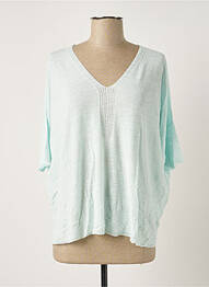 Pull col v manches courtes bleu POLES femme