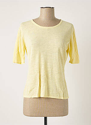 Pull tissage chiné manches courtes jaune POLES femme