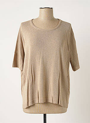 Pull maille souple et aérée manches courtes beige POLES femme