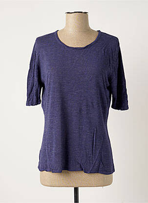 Pull tissage chiné manches courtes bleu POLES femme