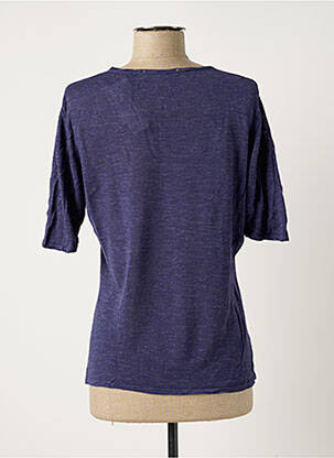 Pull tissage chiné manches courtes bleu POLES femme