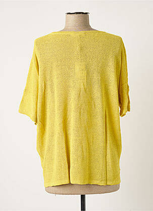 Pull col v manches courtes jaune POLES femme