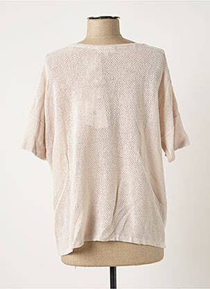Pull col v manches courtes rose POLES femme