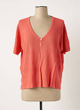 Pull col v manches courtes orange POLES femme