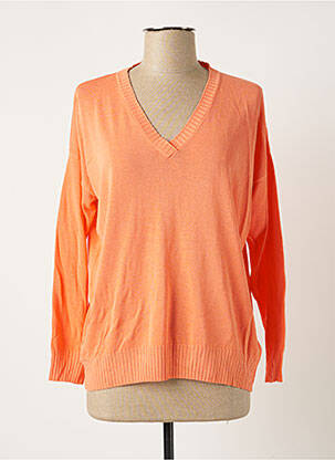 Pull col rond manches longues orange POLES femme
