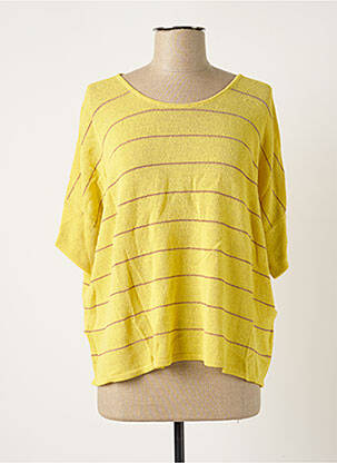 Pull col rond manches courtes jaune POLES femme