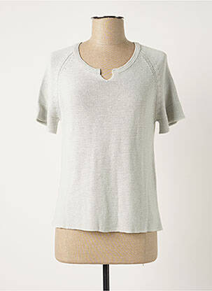 Pull coupe droite manches courtes gris POLES femme