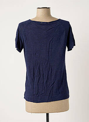 Pull tissage chiné manches courtes bleu POLES femme