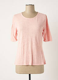 Pull tissage chiné manches courtes rose POLES femme