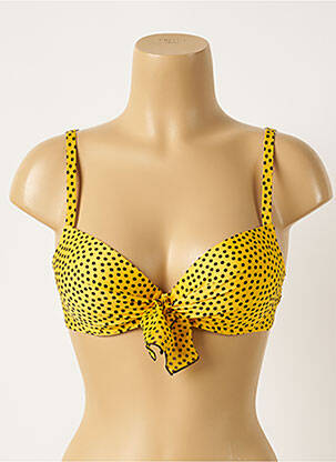 Haut de maillot de bain bretelles élastiquées ajustables haut soutien-gorge push-up jaune ANTIGEL femme