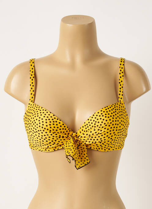 Haut de maillot de bain bretelles élastiquées ajustables haut soutien-gorge push-up jaune ANTIGEL femme
